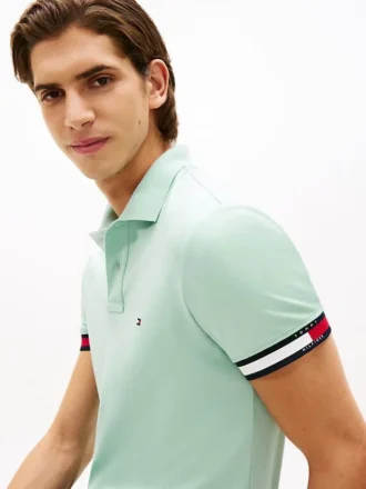 Polo slim fit din bumbac neted interlock