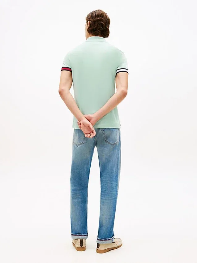 Polo slim fit din bumbac neted interlock Polo slim fit din bumbac neted interlock