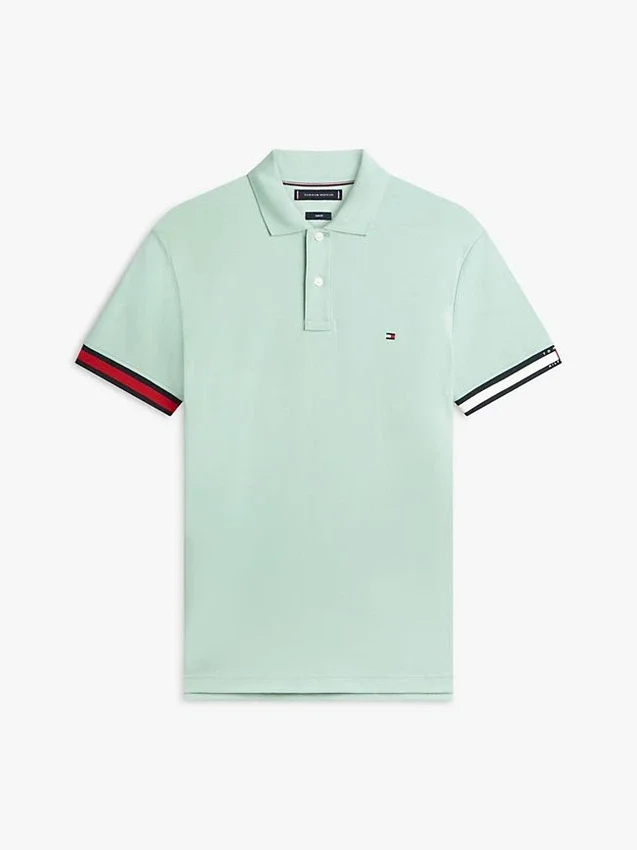 Polo slim fit din bumbac neted interlock Polo slim fit din bumbac neted interlock