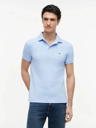 Polo slim fit din piqué elastic