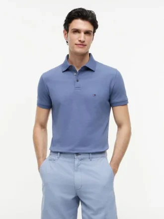 Polo slim fit din piqué elastic