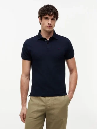 Polo slim fit din piqué elastic