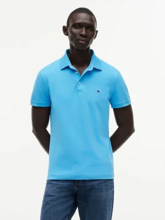 Polo slim fit din piqué elastic