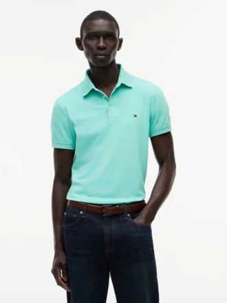 Polo slim fit din piqué elastic