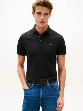 Polo slim fit din piqué elastic