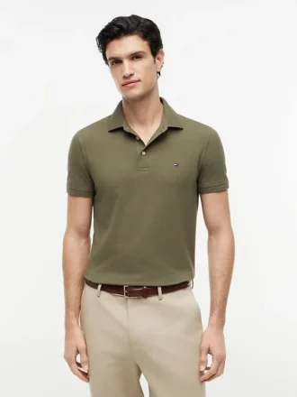 Polo slim fit din piqué elastic
