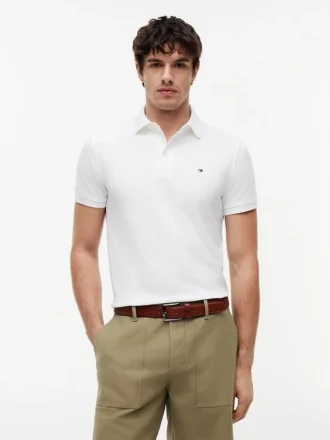 Polo slim fit din piqué elastic