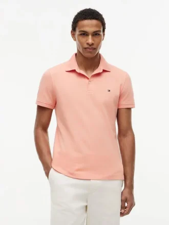 Polo slim fit din piqué elastic