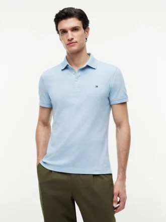 Polo slim fit din piqué elastic