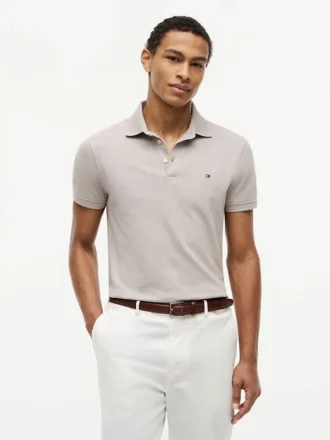 Polo slim fit din piqué elastic