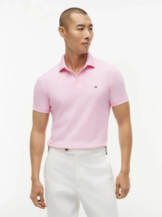 Polo slim fit din piqué elastic
