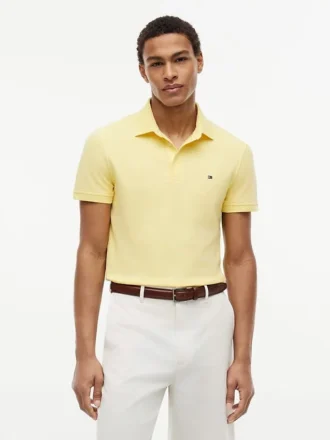 Polo slim fit din piqué elastic