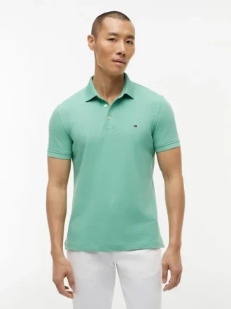 Polo slim fit din piqué elastic