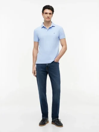 Polo slim fit din piqué elastic