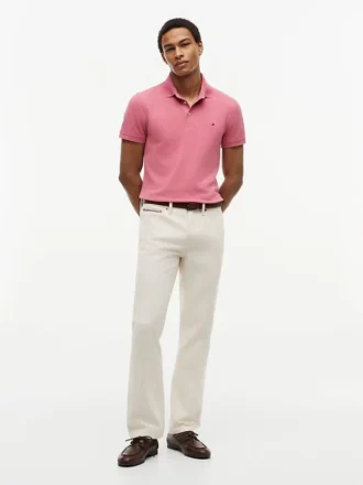 Polo slim fit din piqué elastic