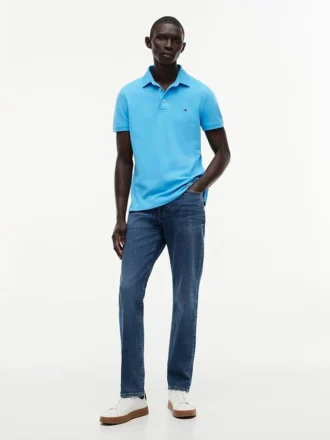 Polo slim fit din piqué elastic
