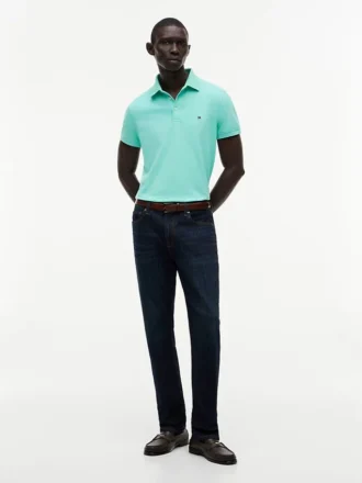 Polo slim fit din piqué elastic