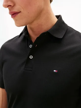 Polo slim fit din piqué elastic