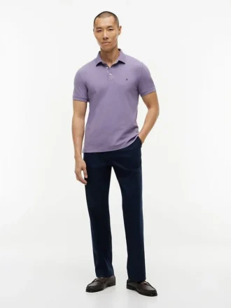 Polo slim fit din piqué elastic