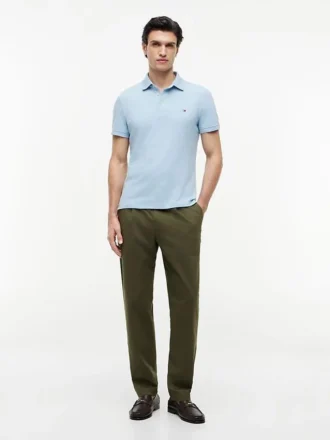 Polo slim fit din piqué elastic