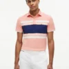 Polo slim fit din piqué elastic cu dungi groase