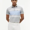 Polo slim fit din piqué elastic cu dungi groase