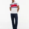 Polo slim fit din piqué elastic cu dungi groase