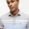 Polo slim fit din piqué elastic cu dungi groase