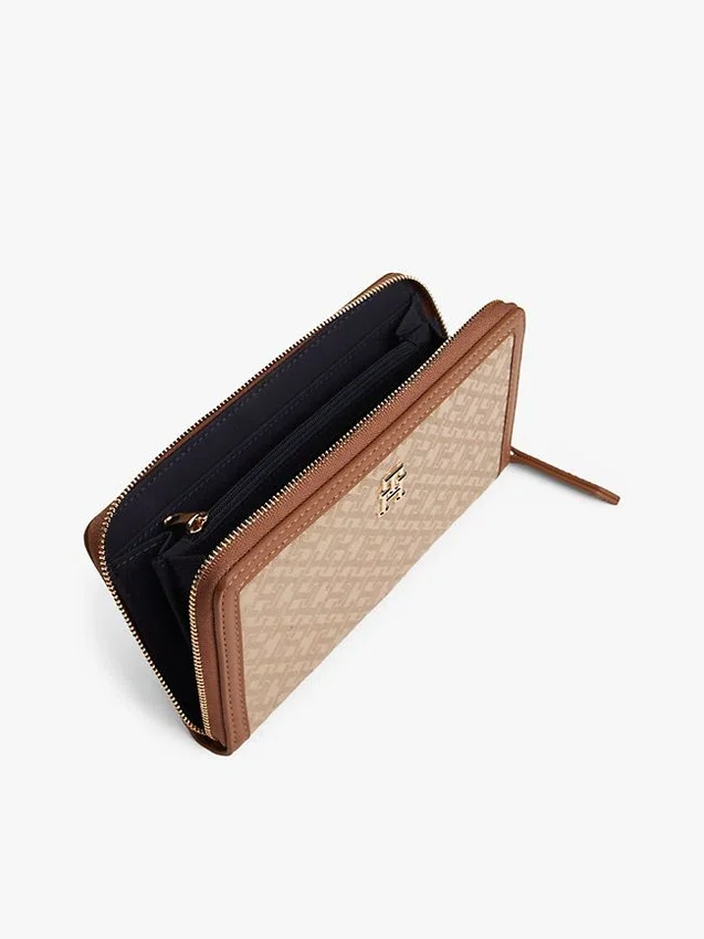 Portofel cu fermoar și jacquard cu monogramă Portofel cu fermoar și jacquard cu monogramă