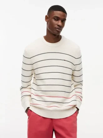 Pulover cu dungi Tommy Jeans, croială slim