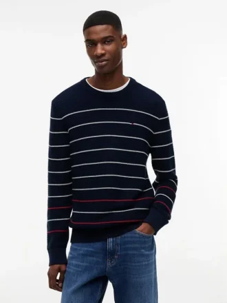 Pulover cu dungi Tommy Jeans, croială slim
