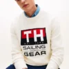 Pulover cu guler rotund și logo Sailing Pulover cu guler rotund și logo Sailing