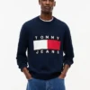 Pulover cu guler rotund și logo Tommy Jeans Pulover cu guler rotund și logo Tommy Jeans
