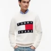 Pulover cu guler rotund și logo Tommy Jeans