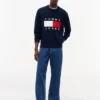 Pulover cu guler rotund și logo Tommy Jeans Pulover cu guler rotund și logo Tommy Jeans