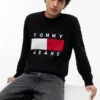 Pulover cu guler rotund și logo Tommy Jeans