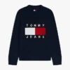 Pulover cu guler rotund și logo Tommy Jeans Pulover cu guler rotund și logo Tommy Jeans
