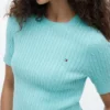Pulover cu mâneci scurte și tricotaj în relief Pulover cu mâneci scurte și tricotaj în relief