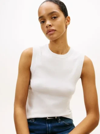 Pulover fără mâneci cu guler rotund