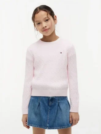 Pulover pentru fete Tommy Hilfiger cu tricotaj în relief