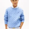Pulover pentru fete Tommy Hilfiger cu tricotaj în relief