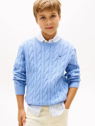 Pulover pentru fete Tommy Hilfiger cu tricotaj în relief
