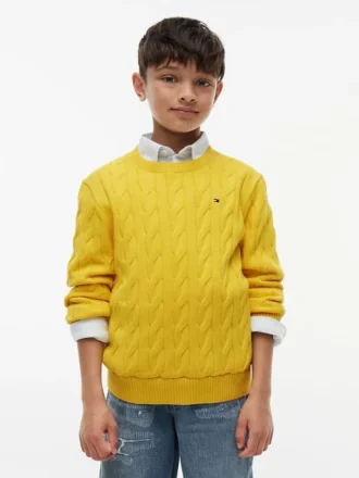 Pulover pentru fete Tommy Hilfiger cu tricotaj în relief