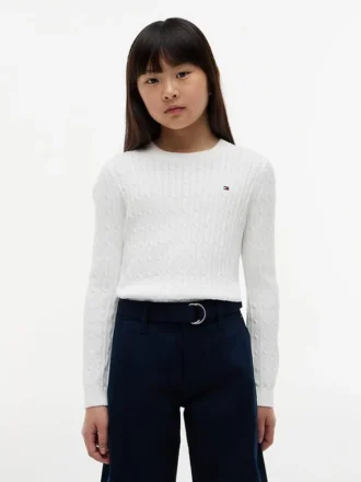 Pulover pentru fete Tommy Hilfiger cu tricotaj în relief