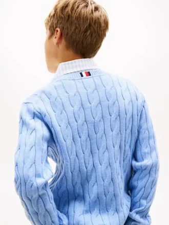 Pulover pentru fete Tommy Hilfiger cu tricotaj în relief
