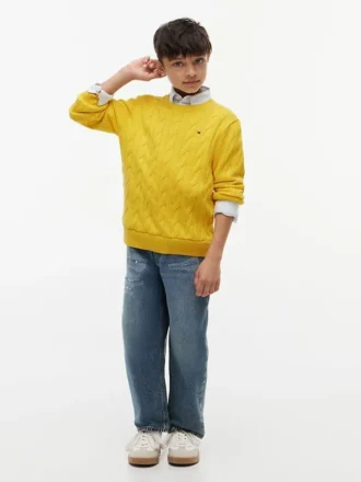 Pulover pentru fete Tommy Hilfiger cu tricotaj în relief