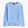 Pulover pentru fete Tommy Hilfiger cu tricotaj în relief