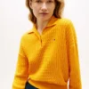 Pulover polo cu croială lejeră și tricotaj în formă de cablu Pulover polo cu croială lejeră și tricotaj în formă de cablu