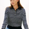 Pulover polo cu croială lejeră și tricotaj în relief Pulover polo cu croială lejeră și tricotaj în relief