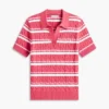 Pulover polo cu dungi și tricotaj în relief Pulover polo cu dungi și tricotaj în relief